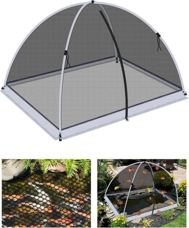 5 * 7ft Pond Cover Dome — Garden Pond Net Pond Mesh Tent with Ropes