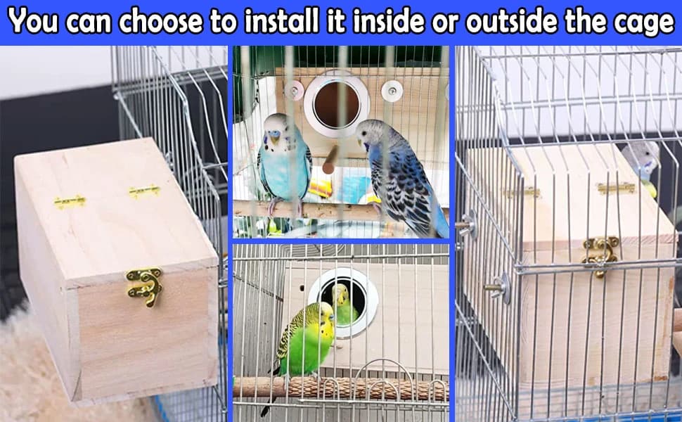 Parakeet Nesting Box — Wood Bird Nest House for Cage — product details