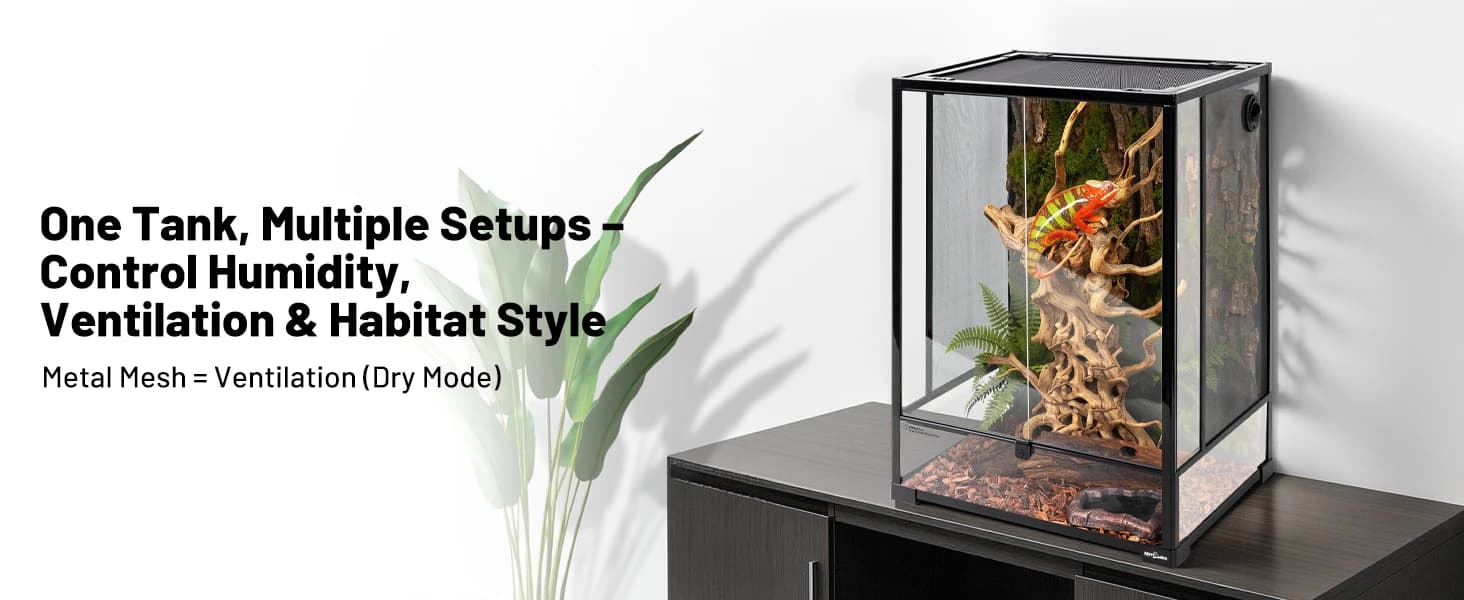 24" x 18" x 36" Reptile Tall Glass Terrarium Rainforest Habitat Double Hinge Door with Screen Ventilation 67 — product details