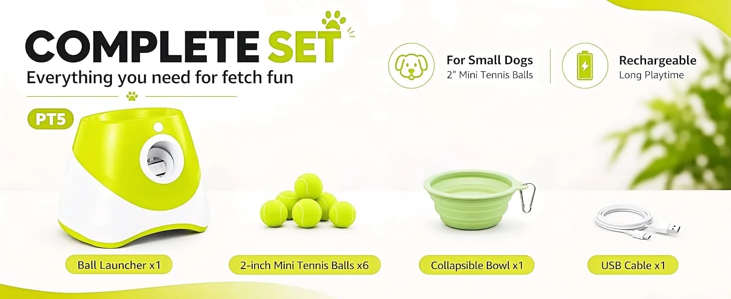 PT5 Automatic Dog Ball Launcher for Small Dogs — Everything You Need for Fetch