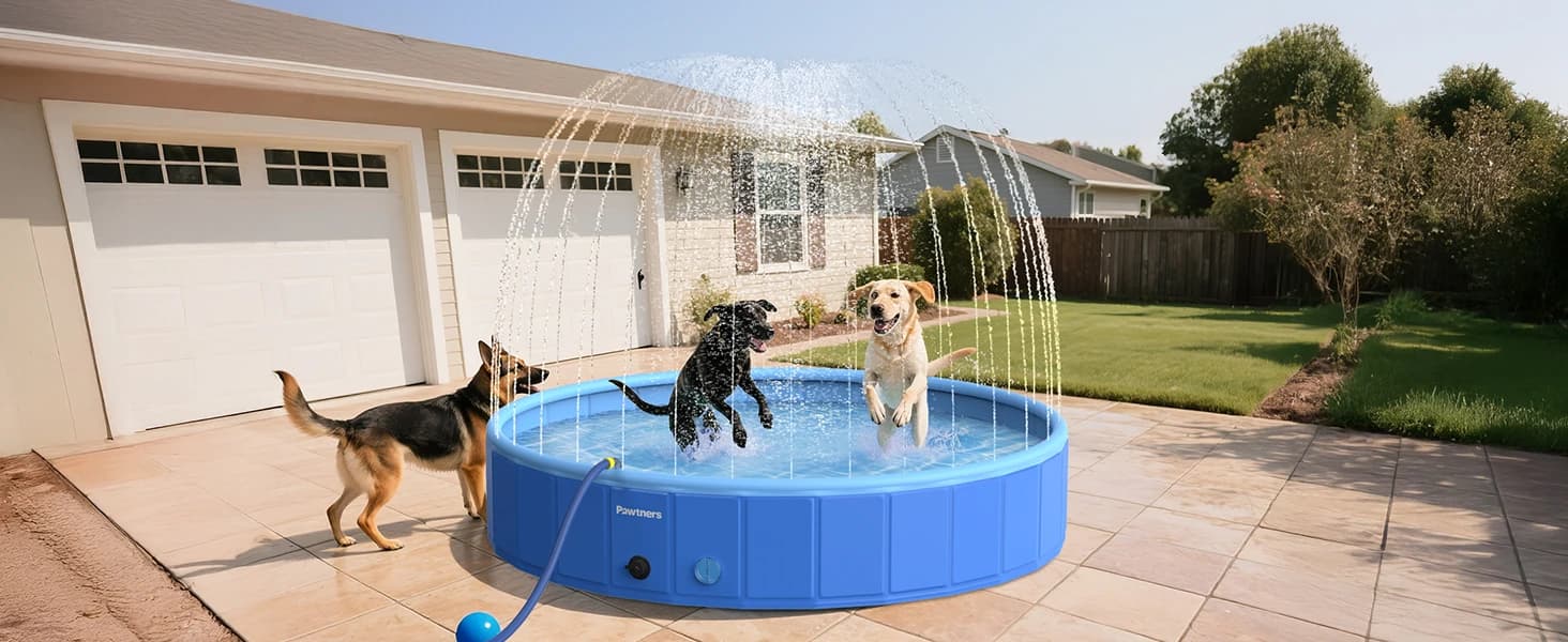 Foldable Dog Pool with Sprinkler and RGB LED Light — collection imagery