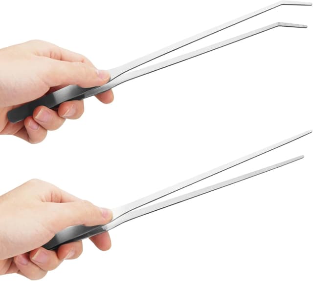 2PCS 10.6" Stainless Steel Aquarium and Reptile Feeding Tweezers