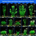 Aquarium Plants — 20 Pack Artificial Fish Tank Plants for Aquarium Decorations (Green)