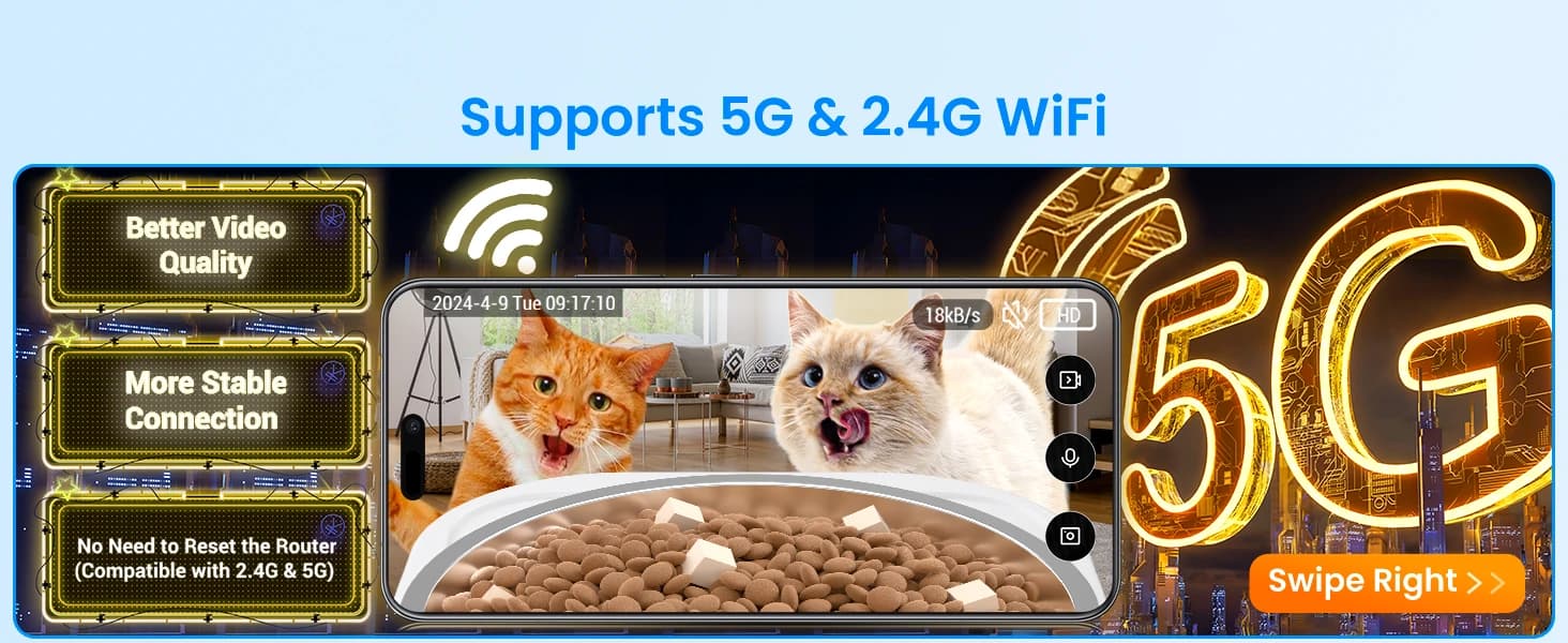 Automatic Cat Feeder with 2K Camera: 5G WiFi Automatic Dog Feeder with Night Vision — product details