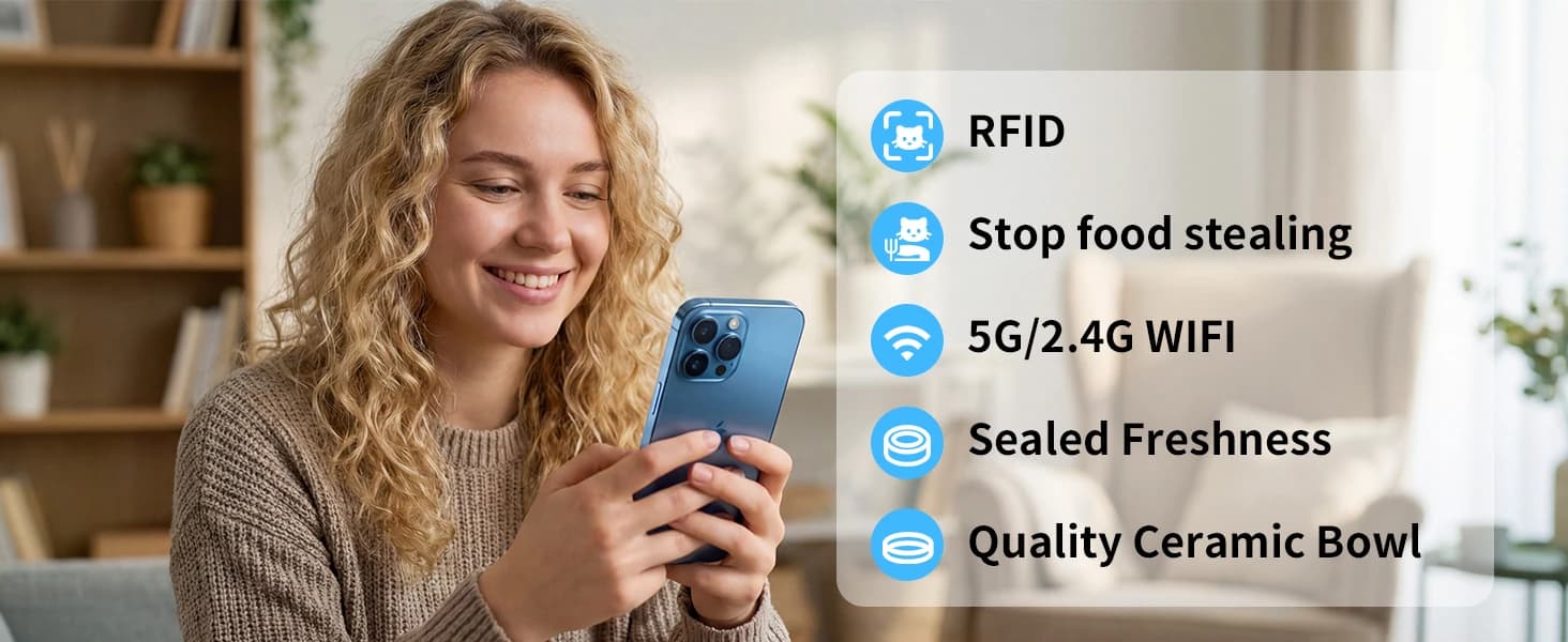 RFID Automatic Cat Feeder — Collar Tag for Personalized Meal — product details