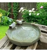 Ceramic Bird Bath for Outside on Ground — 9.45-Inch Birds Bath Bowl Only — collection imagery