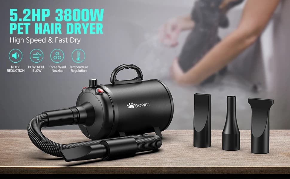 Pet Dryer, 5.2HP/3800W Pet Grooming Dryer with Adjustable Speed and Temperature Control Dog Blow Dryer, Pet — product details