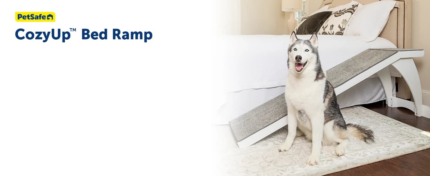 CozyUp Bed Ramp - Supports Pets Back and Joints - High Traction Carpet Surface - Furniture-Grade Wood - Cherry — product details