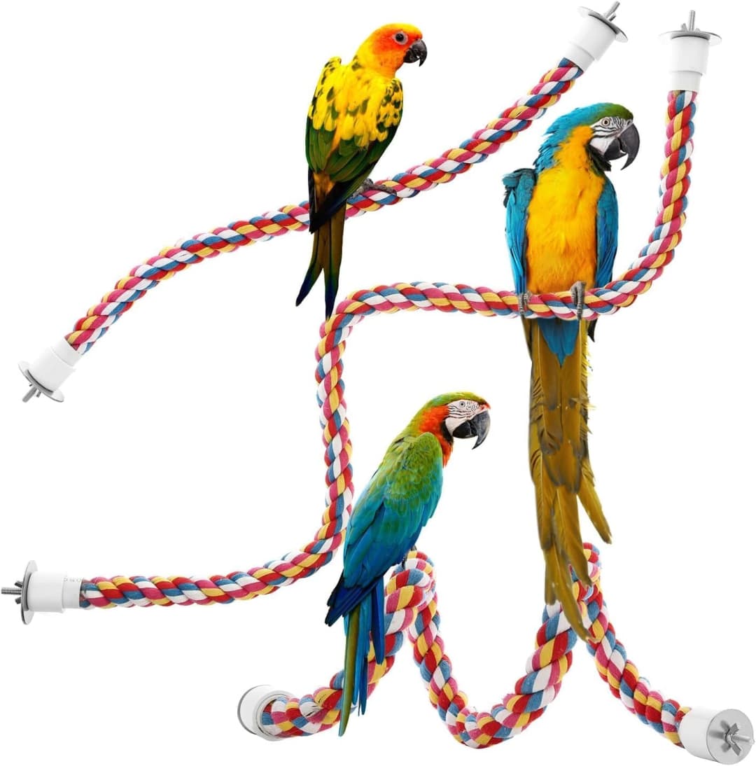 Bird Rope Perches — Parrot Toys 33 inches Rope Bungee Bird Toy (33 inches)[1 Pack]