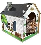 Cardboard Cat House Hideaway Playhouse with Cat Scratcher Scratching Pad 19" L x 13" W x 17" H — collection imagery