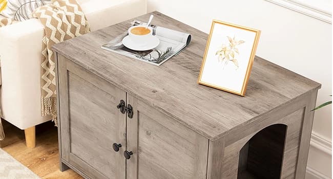 Litter Box Enclosure — Cat Litter Box Furniture with Removable Divider — Detail