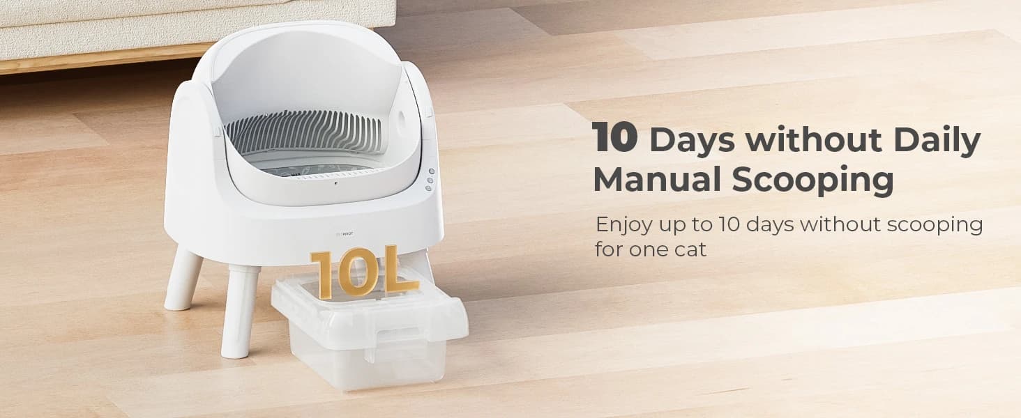 Self Cleaning Litter Box — Open Top Automatic Litter Box for Multiple Cats — product details
