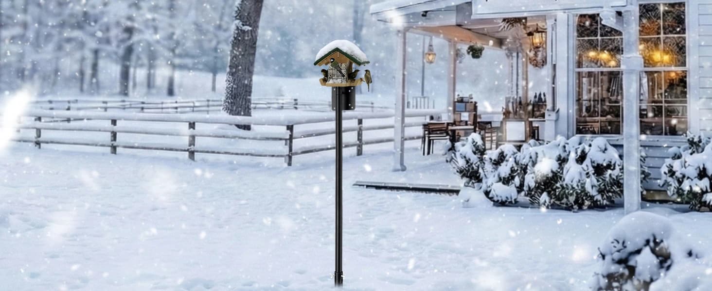 Heavy Duty Bird Feeder Pole - 109 Inch Adjustable 1 Inch Metal Bird House Pole with 14” Deep Auger Base | — Weather-Resistant for Long-asting Outdoor Sse