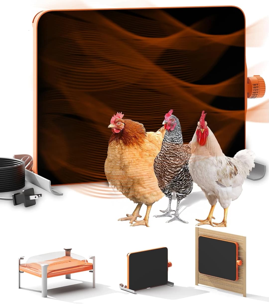 Smart Chicken Coop Heater — 200W Radiant Heat Panel with Temperature Sensor