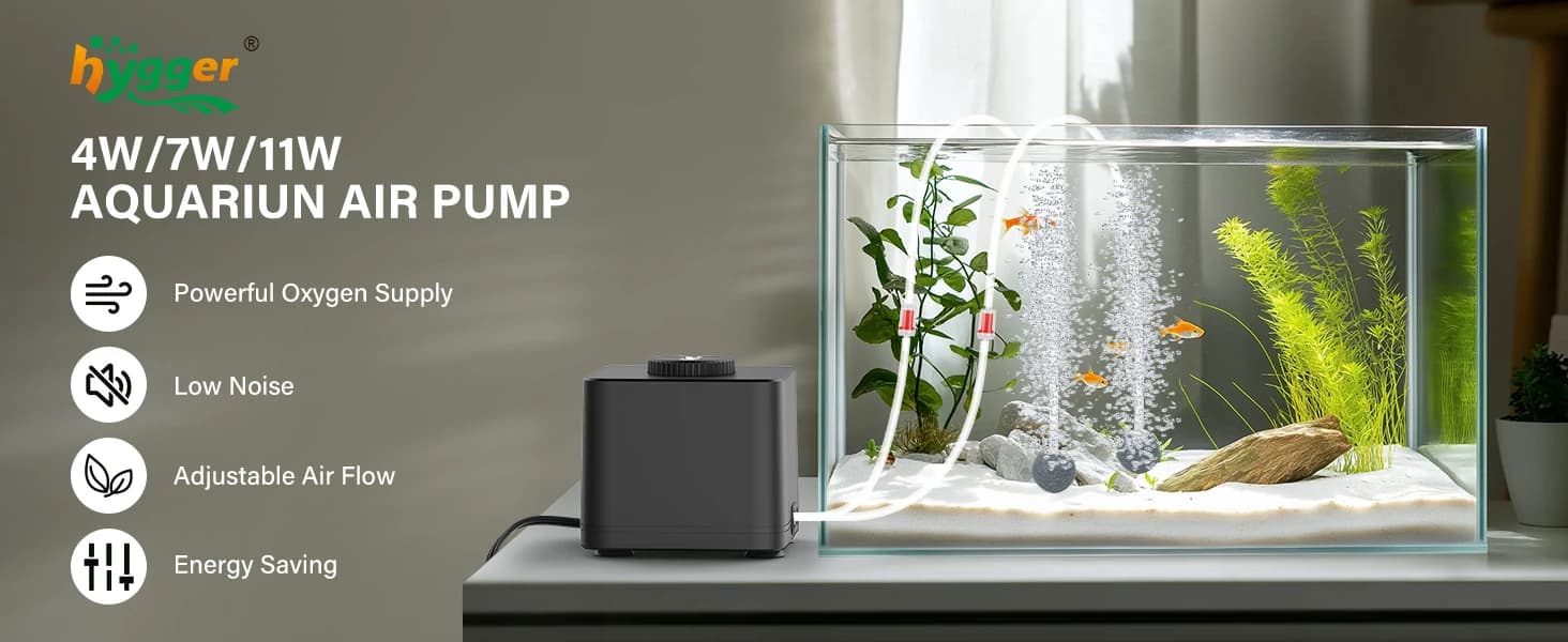 Aquarium Air Pump — Quiet Adjustable Fish Tank Air Pump — product details