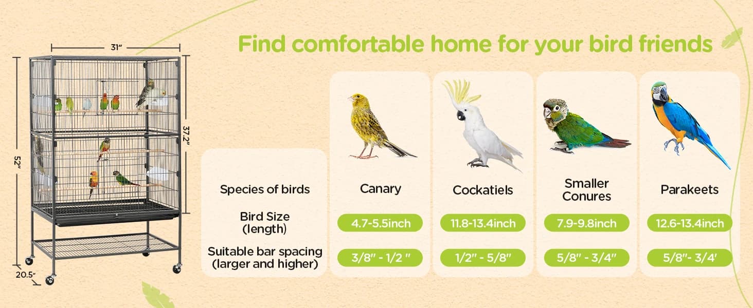 52" Large Bird Cage for Parakeets — product details