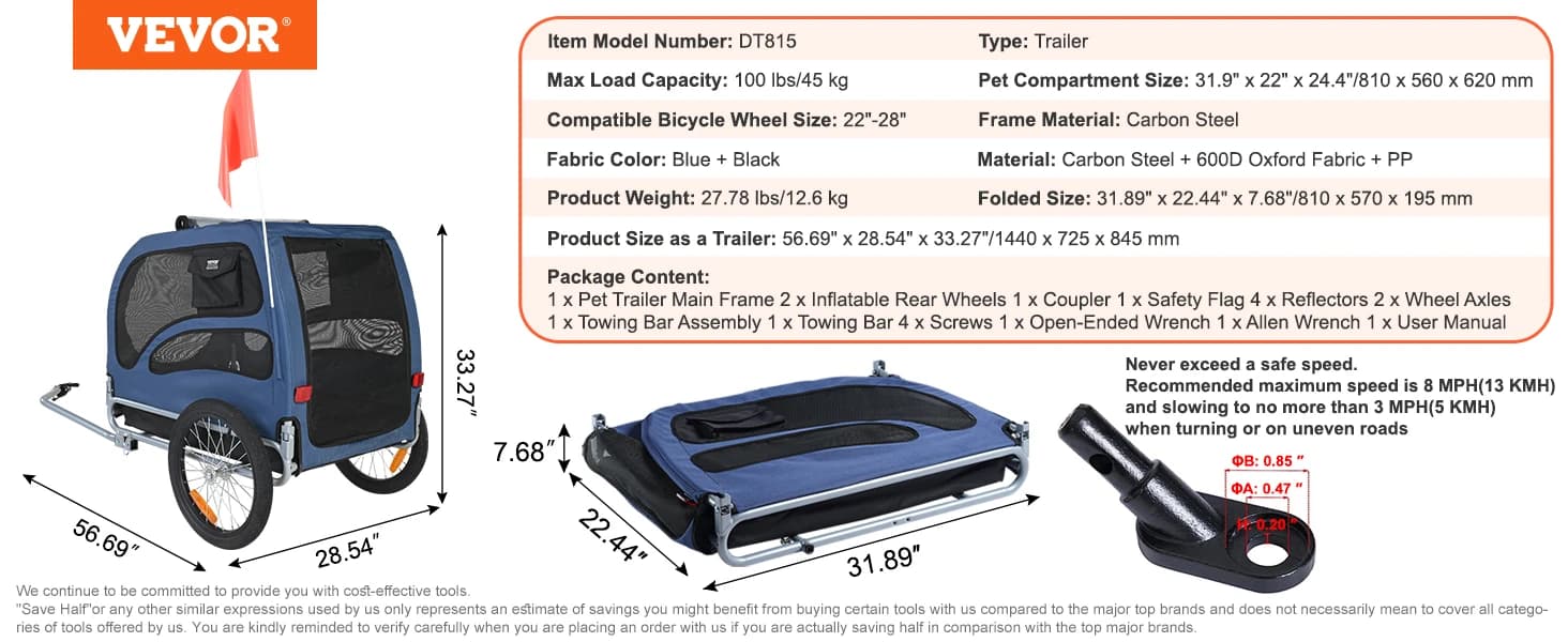 Dog Bike Trailer — Supports up to 100 lbs — product details