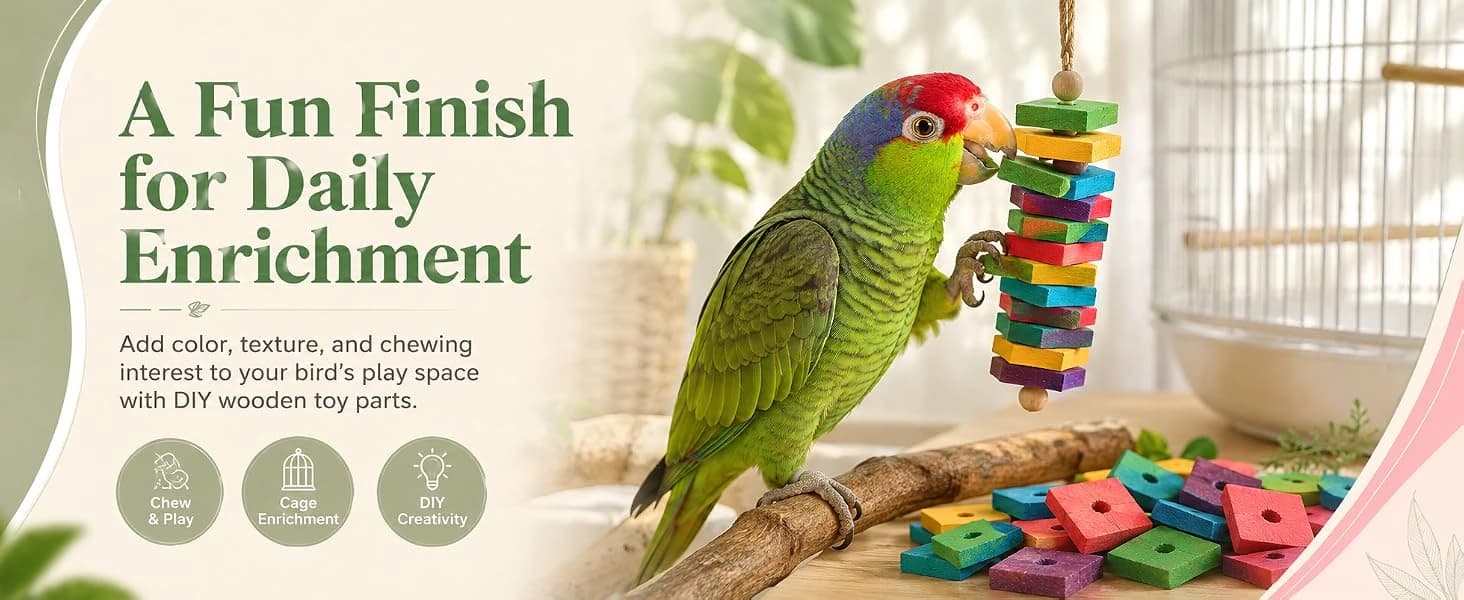 Bird Toys: 100 Pcs Wooden Blocks — product details