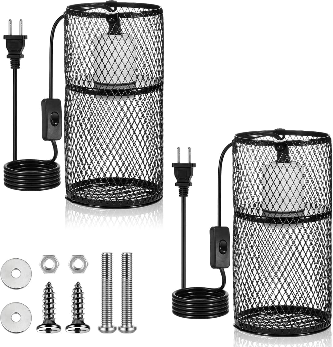 2 Pcs Reptile Heat Lamp Guard Anti Scald