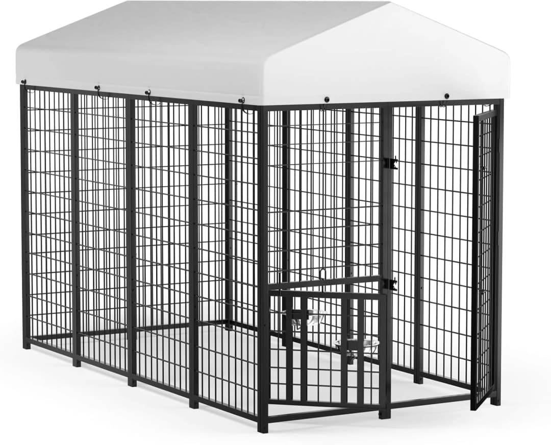 8' x 4' Outdoor Dog Kennel with Roof for Large Dogs