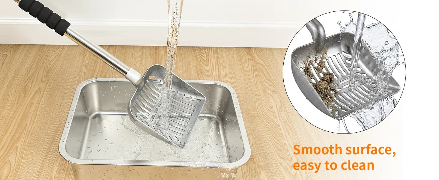 Metal Cat Litter Scoop — Detachable Long Handle Litter Scooper — product details