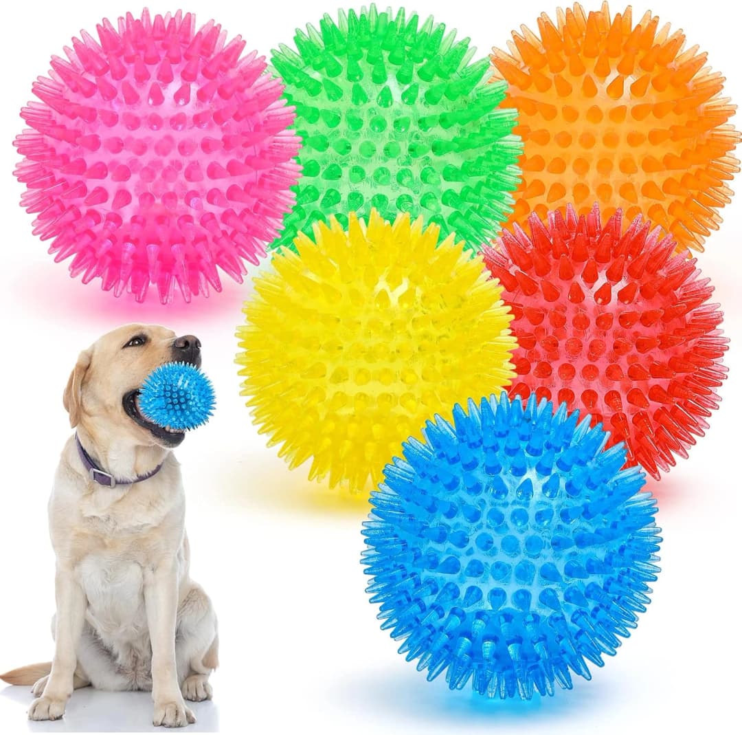 3.5” Squeaky Dog Toy Balls (6 Colors) Puppy Chew Toys for Teething