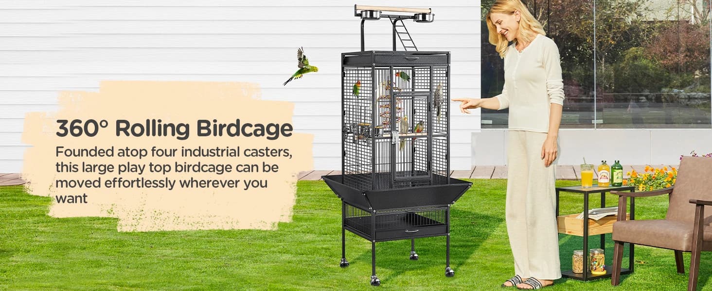 61" Playtop Parrot Bird Cage with Rolling Stand — product details