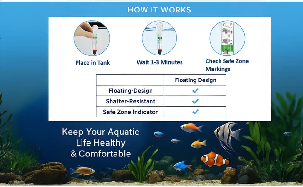 LABO Floating Aquarium Thermometer – Glass — Mercury-Free Fish Tank Thermometer — product details