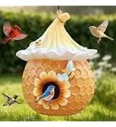 Bird Houses for Outside Real Wood-Look Resin Bird House with Hanging Chain – Waterproof and Durable Forest — collection imagery