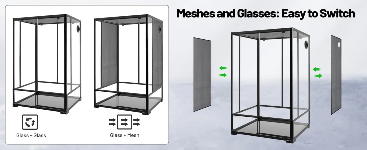 24" x 18" x 36" Reptile Tall Glass Terrarium Rainforest Habitat Double Hinge Door with Screen Ventilation 67 — product details