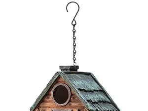 Bird Houses for Outside Real Wood-Look Resin Bird House with Hanging Chain – Waterproof and Durable Forest — Bird House for Outside