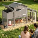 Large Wooden Chicken Coop with Run and Wheels