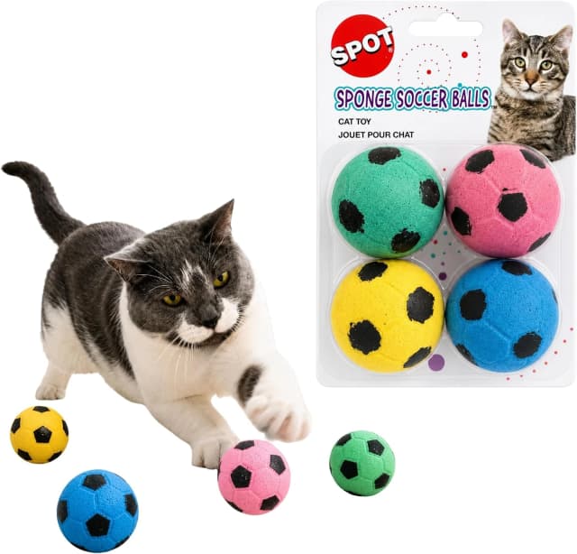 Sponge Soccer Ball Cat Toys for Cats and Kittens - Interactive and Colorful Plush Toy