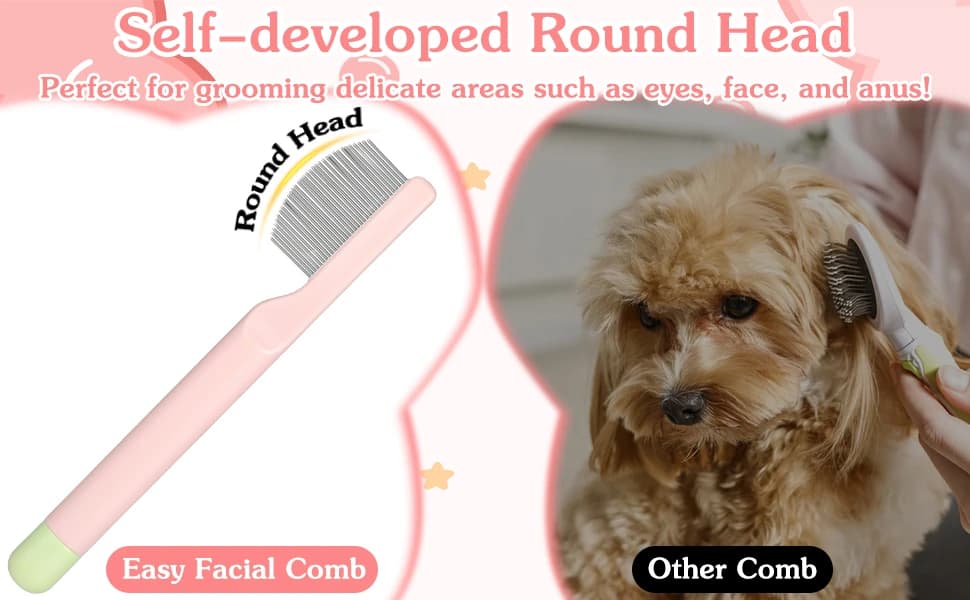 Pet Facial Grooming Comb — Stainless Steel Dog Eye Comb — Self-developed Round Head