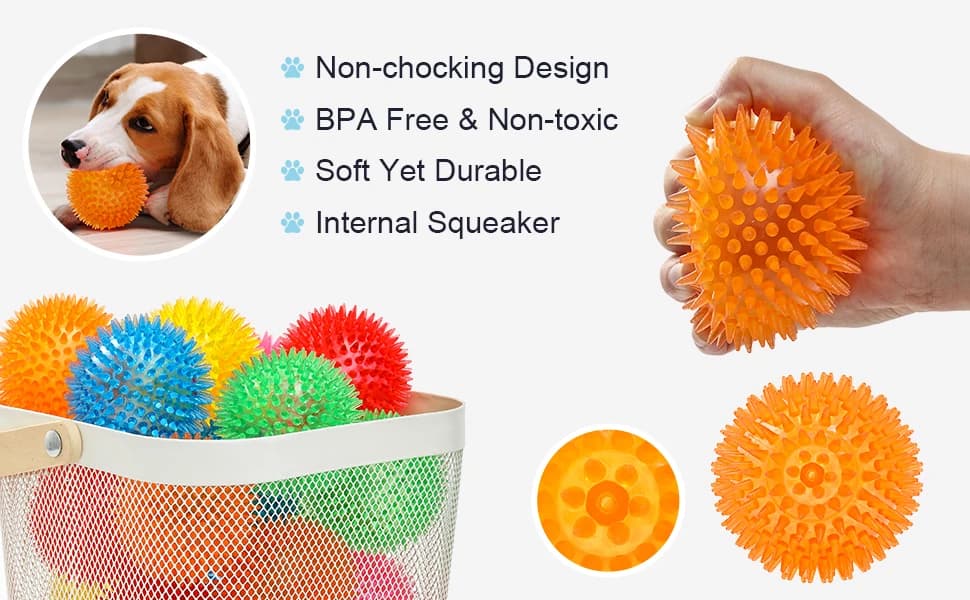 3.5” Squeaky Dog Toy Balls (6 Colors) Puppy Chew Toys for Teething — product details