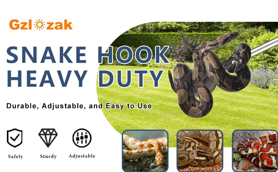 Snake Hook Heavy Duty — Snake Hook Retractable 35"-65" Catcher Hook for Rattlesnakes Ball Python Rattle Cobra — product details