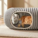 Cat Tunnel Bed for Indoor Cats — Peekaboo Cat Cave Bed — Color: Grey / Size: Medium