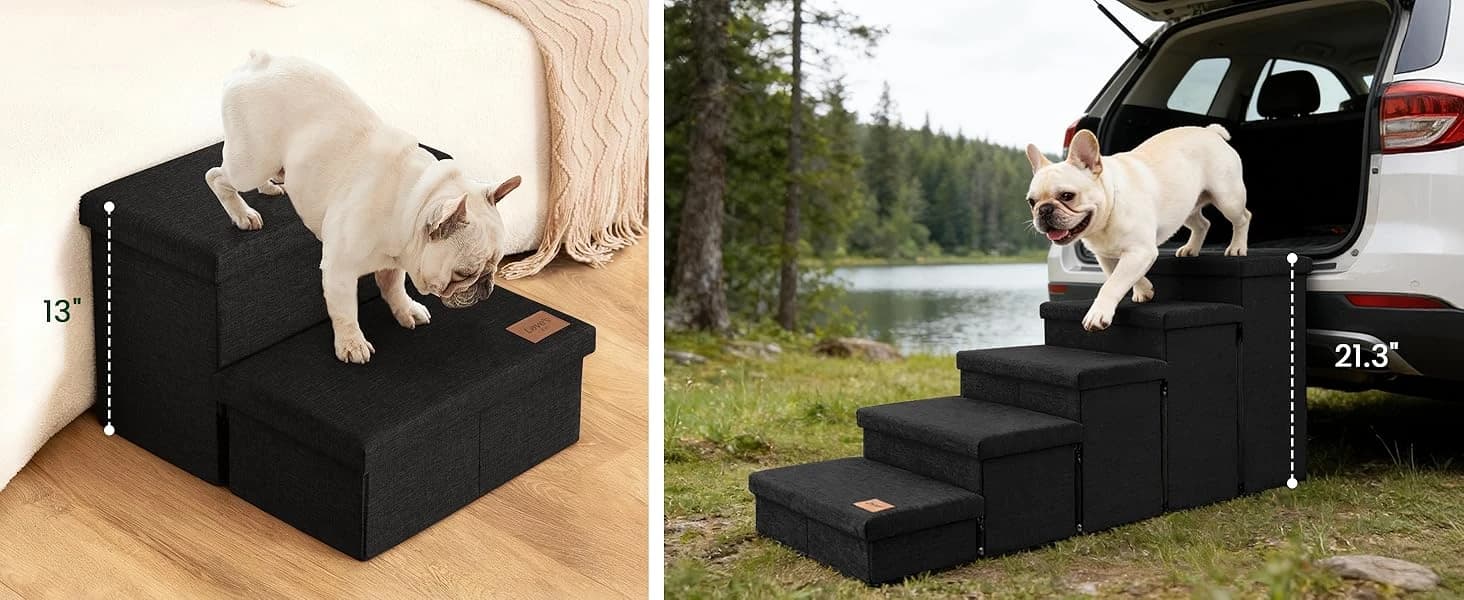 Dog Stairs for High Bed, Foldable Pet Stairs for Small and Medium or Large Dogs Puppy with Storage for Bed or — product details