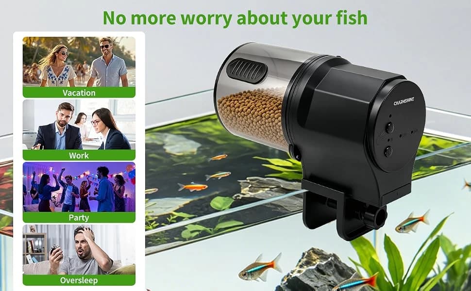 Automatic Fish Feeder for Aquarium One-Touch Easy Setup with 8/12/24 Timers — product details