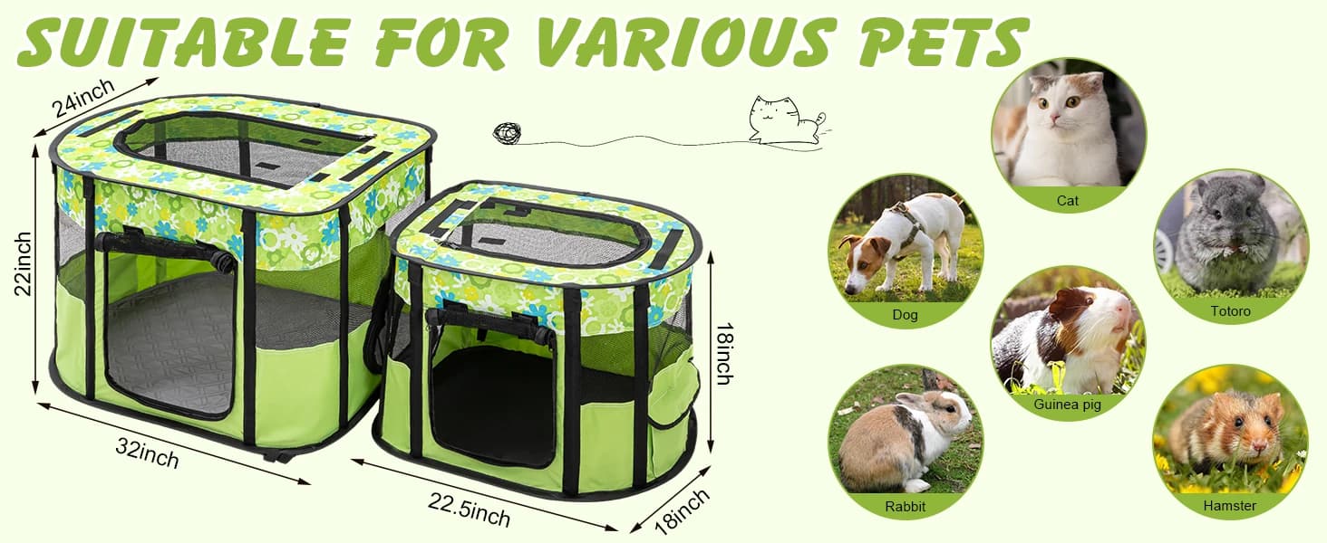 Portable Cat Playpen — Foldable Indoor and Outdoor Pet Tent with 2 Areas — product details