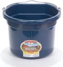 Flat Back Plastic Animal Feed Bucket | Animal Feed Bucket with Metal Handle | Horse Stall Feeding and Watering