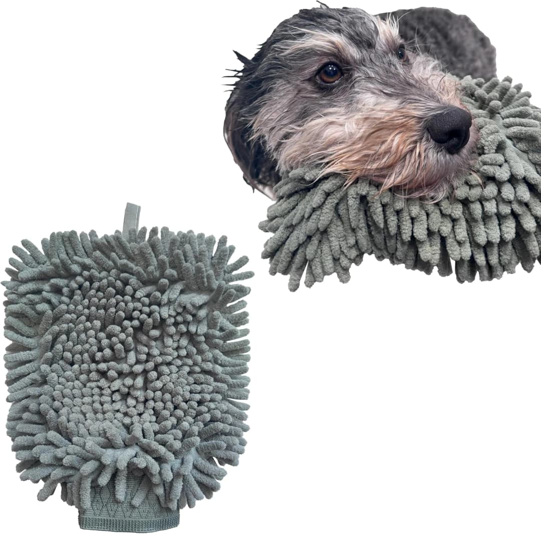 Clean Paws Chenille Microfiber Dog Towel Mitt - Super Absorbent