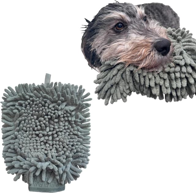 Clean Paws Chenille Microfiber Dog Towel Mitt - Super Absorbent