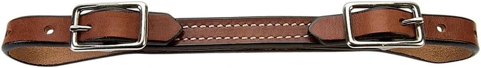 Leather Curb Strap — 5/8” Doubled and Stitched Flat Bridle Leather Strap