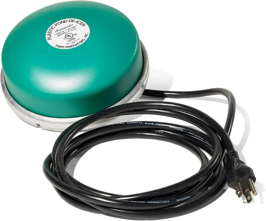 1250 Watts 7.5 Inch Cast Aluminum Floating Outdoor Pond De Icer Heater with Built in Thermostat Control and 10