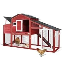 Large Wooden Chicken Coop with Run and Wheels — collection imagery