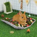 15"x14" Soft Plush Rabbit Bed Washable Cuddle Mat for Small Pets