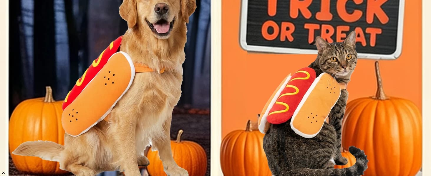 Hot Dog Costume for Dogs — Funny Hot Dog Dog Costume with Adjustable Fit — product details
