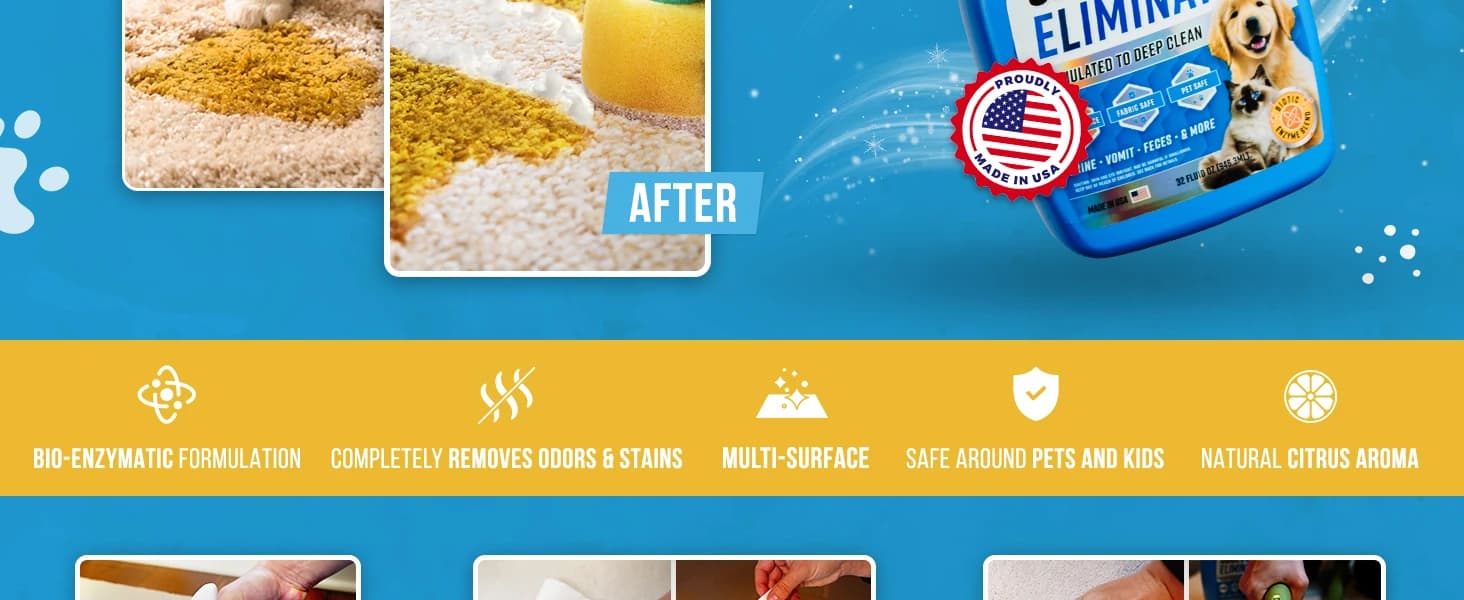 Pet Odor and Stain Eliminator - 32 oz Enzyme Cleaner for Dog & Cat Urine — product details