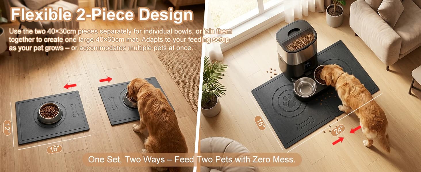 Stone Dog Food Mat — 24" x 16" Large Absorbent Pet Feeding Mat — product details